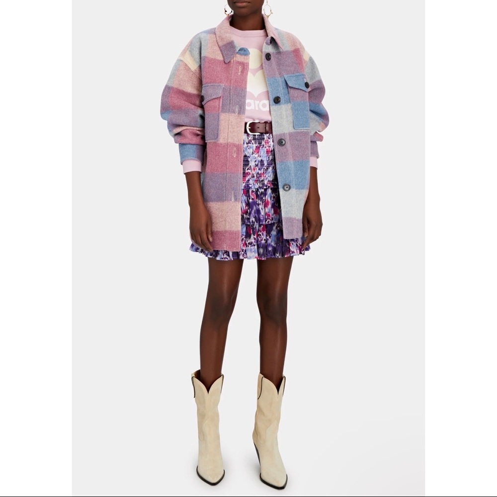 NWT ISABEL MARANT ÉTOILE HARVELI PLAID FLANNEL SHIRT JACKET - size FR 36